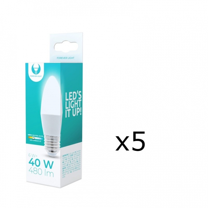 LED-Lampa E27, C37, 6W, 4500K 5-pack, Vit neutral i gruppen HEMELEKTRONIK / Belysning / LED-lampor hos TP E-commerce Nordic AB (38-92784-PKT05)