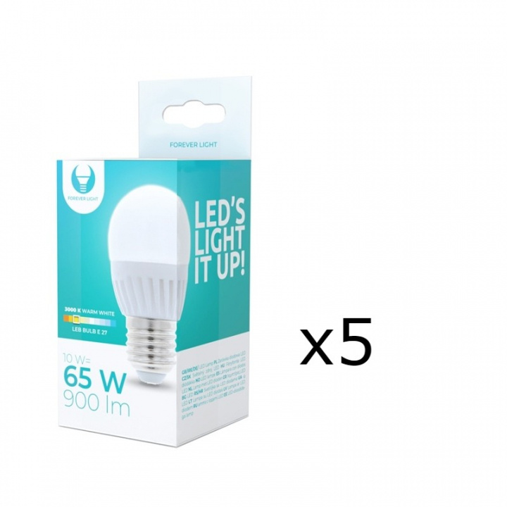 LED-Lampa E27, G45, 10W, 230V, 3000K, Keramisk 5-pack, Varmvit i gruppen HEMELEKTRONIK / Belysning / LED-lampor hos TP E-commerce Nordic AB (38-92785-PKT05)