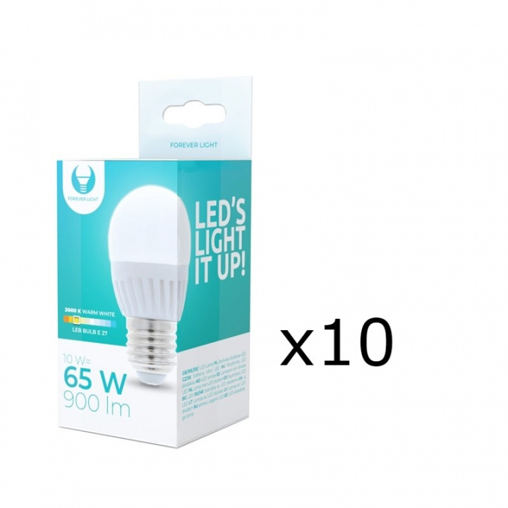 LED-Lampa E27, G45, 10W, 230V, 3000K, Keramisk 10-pack, Varmvit i gruppen HEMELEKTRONIK / Belysning / LED-lampor hos TP E-commerce Nordic AB (38-92785-PKT10)