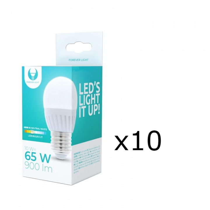 LED-Lampa E27, G45, 10W, 230V, 4500K, Keramisk 10-pack, Vit neutral i gruppen HEMELEKTRONIK / Belysning / LED-lampor hos TP E-commerce Nordic AB (38-92786-PKT10)