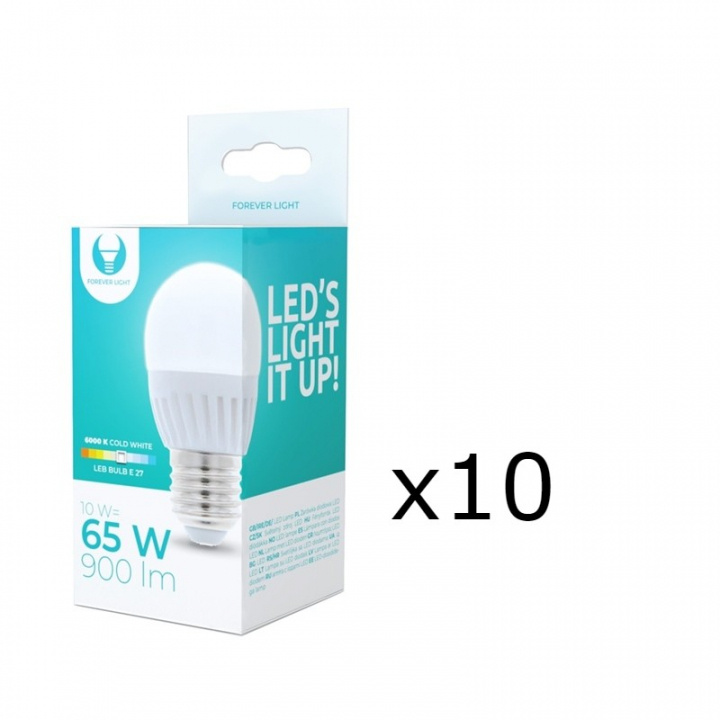 LED-Lampa E27, G45, 10W, 230V, 6000K, Keramisk 10-pack, Kallvit i gruppen HEMELEKTRONIK / Belysning / LED-lampor hos TP E-commerce Nordic AB (38-92787-PKT10)