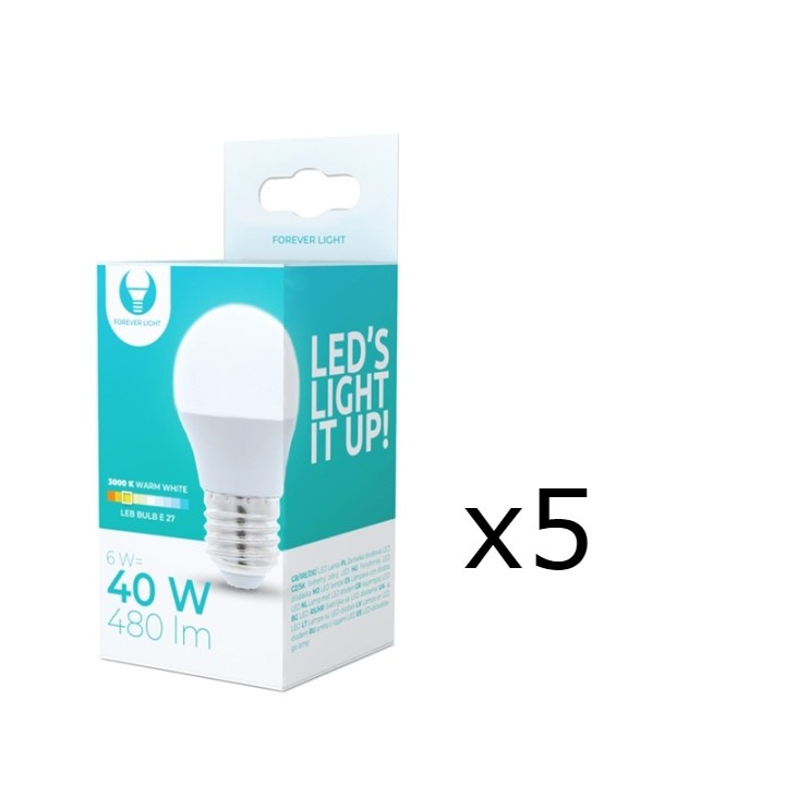 LED-Lampa E27, G45, 6W, 3000K 5-pack, Varmvitt i gruppen HEMELEKTRONIK / Belysning / LED-lampor hos TP E-commerce Nordic AB (38-92788-PKT05)