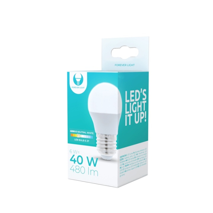 LED-Lampa E27, G45, 6W, 4500K, Vit neutral i gruppen HEMELEKTRONIK / Belysning / LED-lampor hos TP E-commerce Nordic AB (38-92789)