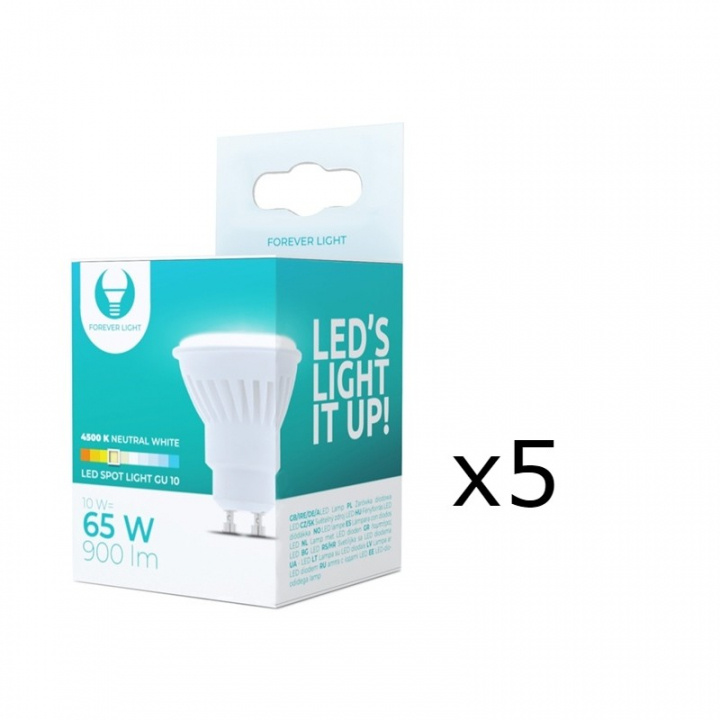 LED-Lampa, GU10, 10W, 230V, 4500K, Keramisk, 5-pack, Vit neutral i gruppen HEMELEKTRONIK / Belysning / LED-lampor hos TP E-commerce Nordic AB (38-92792-PKT05)