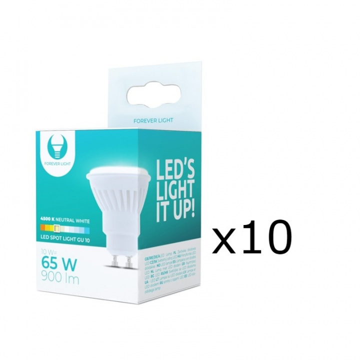 LED-Lampa, GU10, 10W, 230V, 4500K, Keramisk, 10-pack, Vit neutral i gruppen HEMELEKTRONIK / Belysning / LED-lampor hos TP E-commerce Nordic AB (38-92792-PKT10)