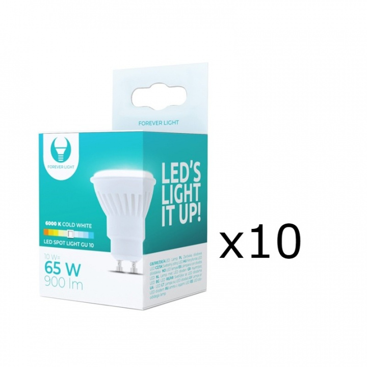 LED-Lampa, GU10, 10W, 230V, 6000K, Keramisk, 10-pack, Kallvitt i gruppen HEMELEKTRONIK / Belysning / LED-lampor hos TP E-commerce Nordic AB (38-92793-PKT10)