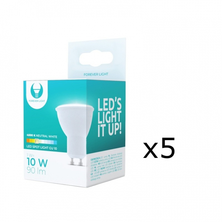 LED-Lampa GU10, 1W, 230V, 4500K, 5-pack, Vit neutral i gruppen HEMELEKTRONIK / Belysning / LED-lampor hos TP E-commerce Nordic AB (38-92794-PKT05)