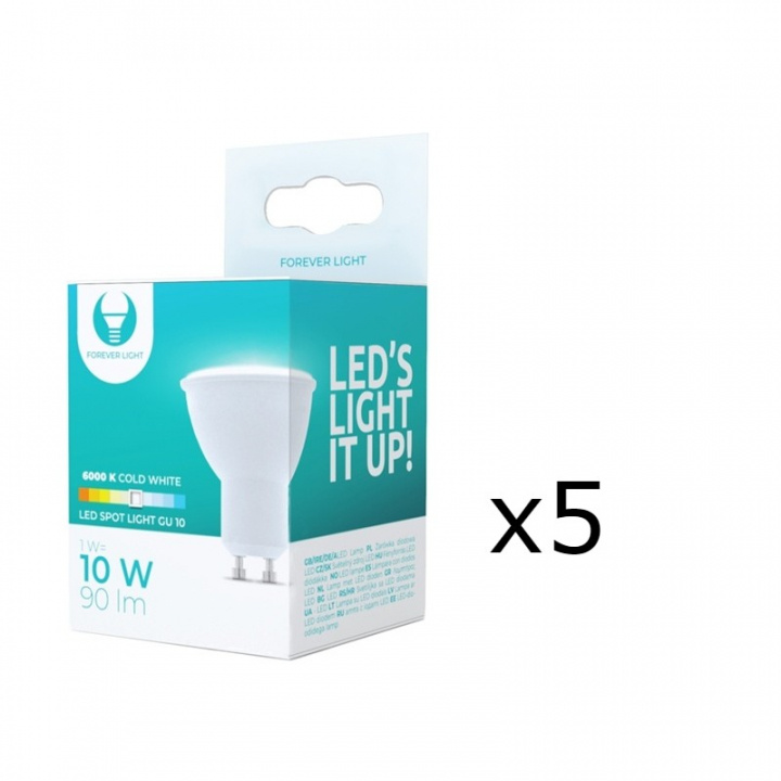 LED-Lampa GU10, 1W, 230V, 6000K, 5-pack, Kallvitt i gruppen HEMELEKTRONIK / Belysning / LED-lampor hos TP E-commerce Nordic AB (38-92795-PKT05)