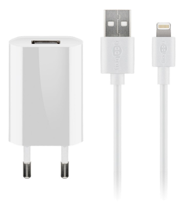 Goobay Apple Lightning charger set 1 A, white, 1 m, i gruppen SMARTPHONE & SURFPLATTOR / Laddare & Kablar / Kablar / Kablar Lightning hos TP E-commerce Nordic AB (38-92981)