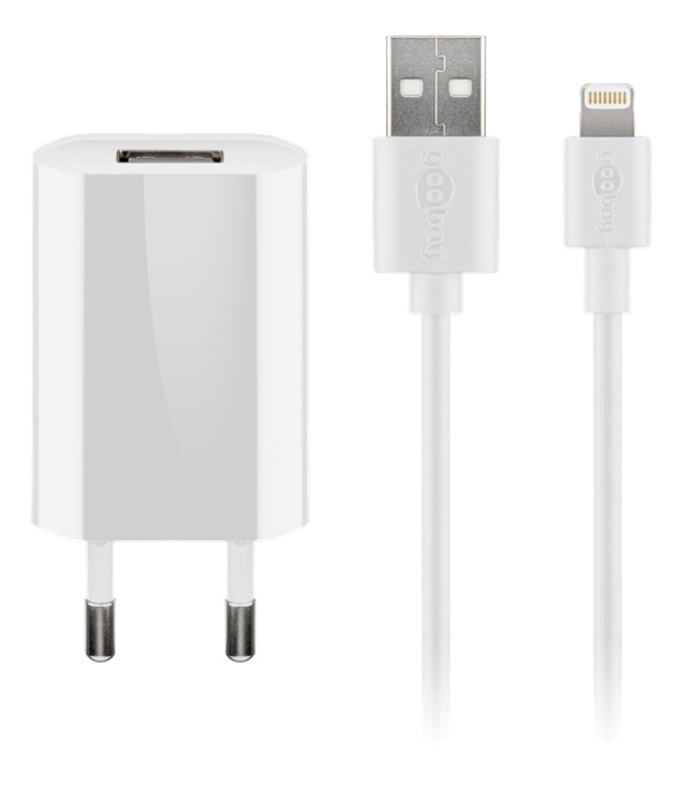 Goobay Apple Lightning charger set 1 A, white, 1 m, i gruppen SMARTPHONE & SURFPLATTOR / Laddare & Kablar / Kablar / Kablar Lightning hos TP E-commerce Nordic AB (38-92981)