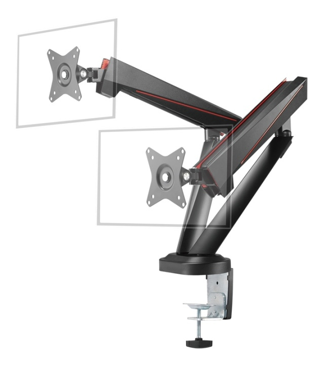 DELTACO GAMING Dual Monitors Spring-Assisted Pro Gaming Monitor Arm i gruppen DATORER & KRINGUTRUSTNING / Datorskärmar & Tillbehör / Monitorarmar & fästen hos TP E-commerce Nordic AB (38-93312)