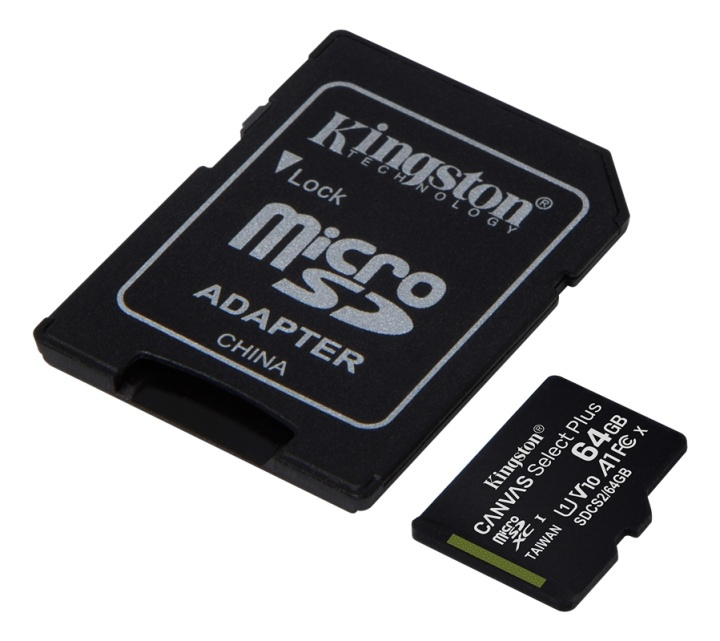 Kingston 64GB micSDXC Canvas Select Plus 100R A1 C10 Card + ADP i gruppen HEMELEKTRONIK / Lagringsmedia / Minneskort / Micro SD/HC/XC hos TP E-commerce Nordic AB (38-93380)