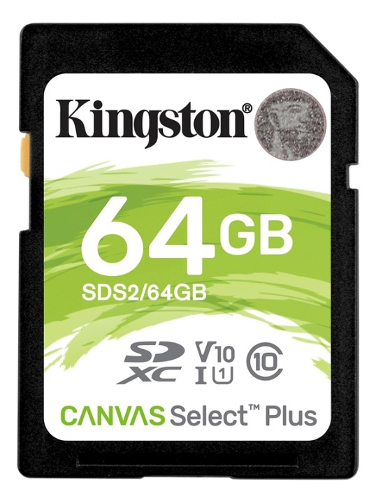 Kingston 64GB SDXC Canvas Select Plus 100R C10 UHS-I U1 V10 i gruppen HEMELEKTRONIK / Lagringsmedia / Minneskort / SD/SDHC/SDXC hos TP E-commerce Nordic AB (38-93385)