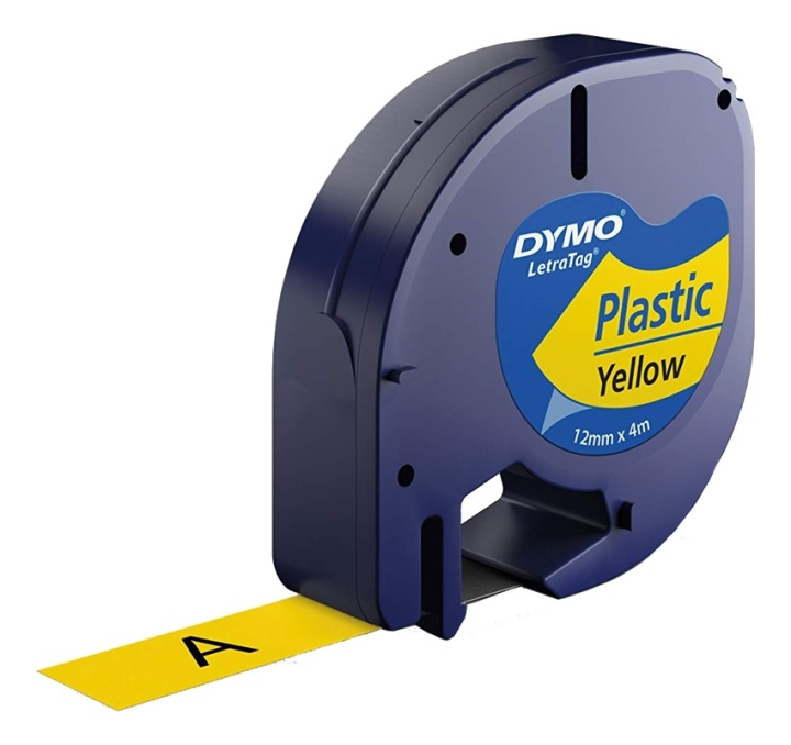 DYMO LetraTAG plasttejp, gul, 12mm, 4m (91222) i gruppen DATORER & KRINGUTRUSTNING / Skrivare & Tillbehör / Skrivare / Märkmaskiner & Tillbehör / Tejp hos TP E-commerce Nordic AB (38-93516)
