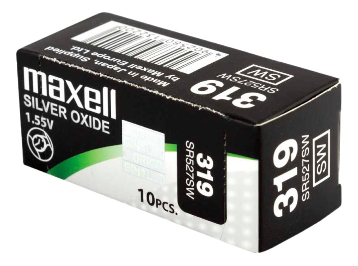 Maxell knappcellsbatteri, Silver-oxid, SR527SW (319), 1,55V, 10-pack i gruppen HEMELEKTRONIK / Batterier & Laddare / Batterier / Knappcell hos TP E-commerce Nordic AB (38-93580)