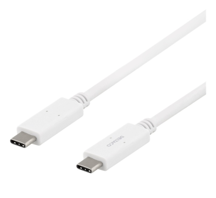 DELTACO USB-C - USB-C cable, 5Gbit/s, 5A, 1M, white i gruppen DATORER & KRINGUTRUSTNING / Datorkablar / USB-kablar / USB-C hos TP E-commerce Nordic AB (38-93649)