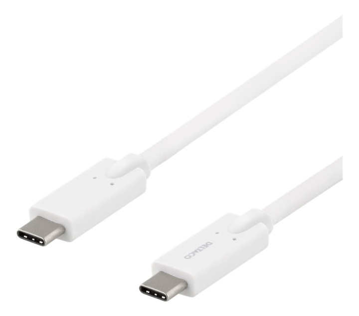 DELTACO USB-C - USB-C cable, 5Gbit/s, 5A, 2M, white i gruppen DATORER & KRINGUTRUSTNING / Datorkablar / USB-kablar / USB-C hos TP E-commerce Nordic AB (38-93652)