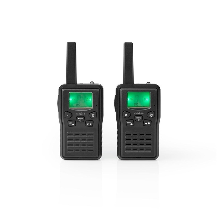 Nedis Walkie-talkie Set | 2 handenheter | Upp till 10 km | Frekvens kanaler: 8 | PTT / VOX | Upp till 6 timmar | Laddningsbas ingår | Hörlursuttag | Svart i gruppen SPORT, FRITID & HOBBY / Friluftsliv / Walkie talkie hos TP E-commerce Nordic AB (38-93740)