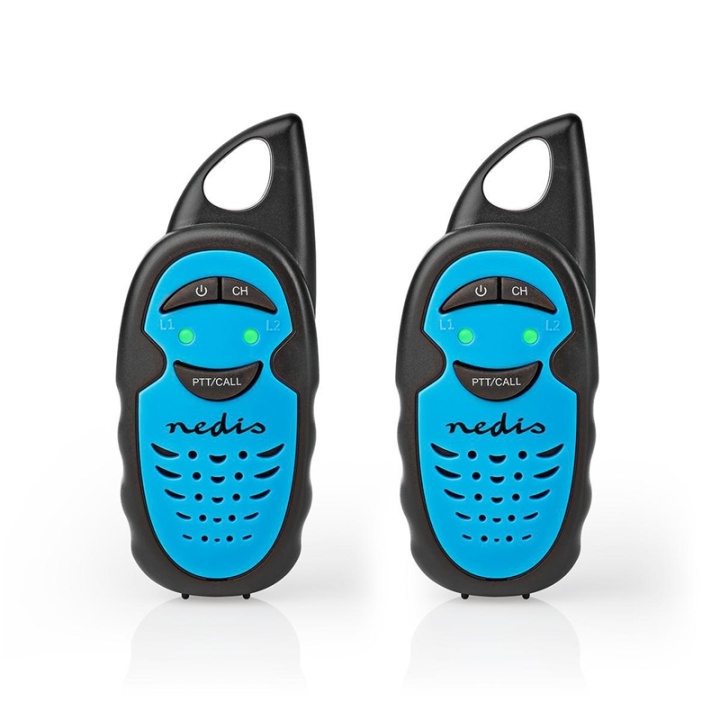 Nedis Walkie-talkie Set | 2 handenheter | Upp till 3 km | Frekvens kanaler: 3 | PTT | Upp till 3 timmar | Blå / Svart i gruppen SPORT, FRITID & HOBBY / Friluftsliv / Walkie talkie hos TP E-commerce Nordic AB (38-93785)