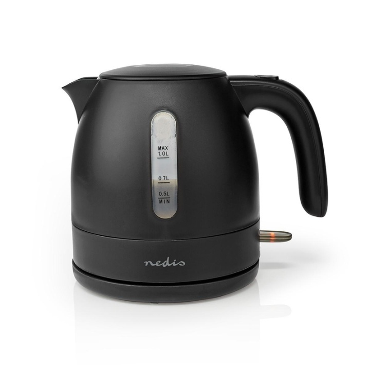 Nedis Vatten kokare | 1.0 l | Plast | Svart | Roterbar 360 grader | Dolt värmeelement | Strix® kontroll | Koka-tort funktion i gruppen HEM, HUSHÅLL & TRÄDGÅRD / Hushållsmaskiner / Vatten & Juice / Vattenkokare hos TP E-commerce Nordic AB (38-93922)