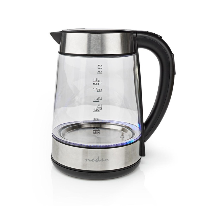 Nedis Vatten kokare | 1.7 l | Glas | Transparent | 60,70,80,90,100 °C | Temperatur indikator | Roterbar 360 grader | Dolt värmeelement | Strix® kontroll | Koka-tort funktion i gruppen HEM, HUSHÅLL & TRÄDGÅRD / Hushållsmaskiner / Vatten & Juice / Vattenkokare hos TP E-commerce Nordic AB (38-93925)
