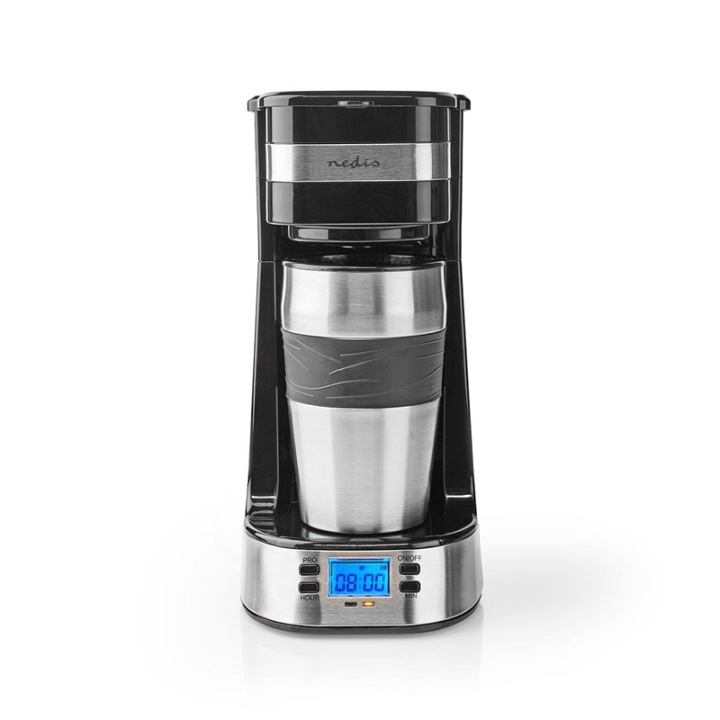 Nedis Kaffebryggare | Filtrera kaffe | 0.4 l | 1 Koppar | Slå på timern | Silver / Svart i gruppen HEM, HUSHÅLL & TRÄDGÅRD / Hushållsmaskiner / Kaffemaskiner & Tillbehör / Kaffebryggare hos TP E-commerce Nordic AB (38-93962)