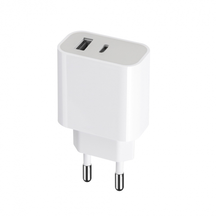 Maxlife MXTC-05 PD QC laddare 1x USB-C 1x USB 20W, vit i gruppen SMARTPHONE & SURFPLATTOR / Laddare & Kablar / Väggladdare / Väggladdare Typ C hos TP E-commerce Nordic AB (38-94393)