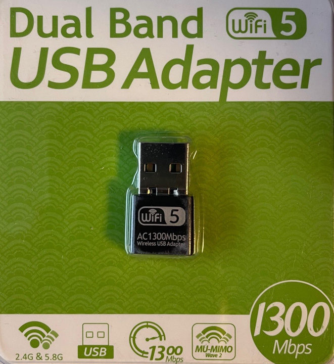 Dual Band USB Adapter - WiFi 5, 1300 Mbps i gruppen DATORER & KRINGUTRUSTNING / Nätverk / Nätverkskort / USB Trådlösa hos TP E-commerce Nordic AB (38-94572)