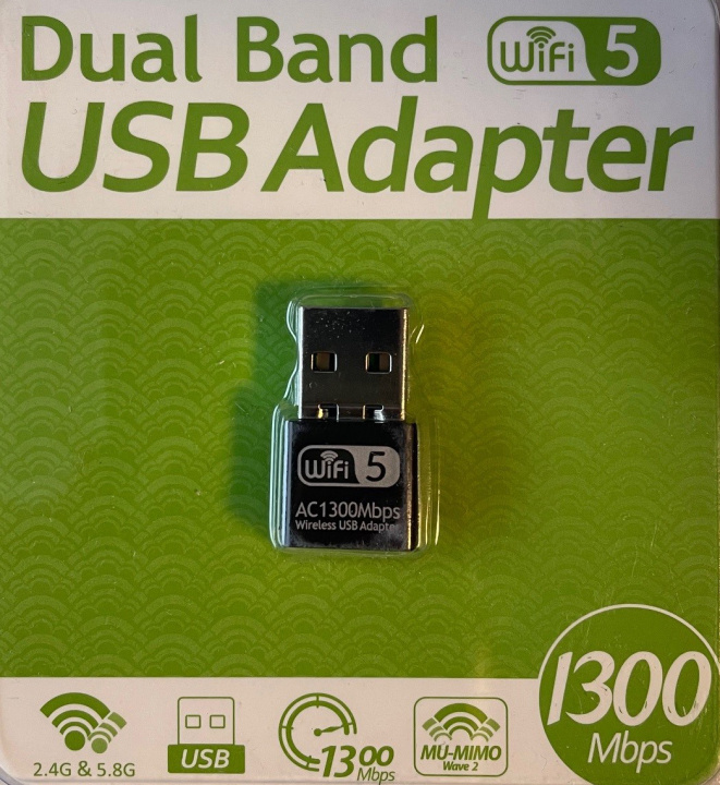 USB Adapter med dubbla band - WiFi 5, 1300 Mbps i gruppen DATORER & KRINGUTRUSTNING / Nätverk / Nätverkskort / USB Trådlösa hos TP E-commerce Nordic AB (38-94572)