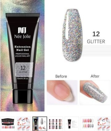 Née Jolie Extension Nail Gel - 12 Glitter i gruppen SKÖNHET & HÄLSA / Manikyr/Pedikyr / Nagellack hos TP E-commerce Nordic AB (38-94578)