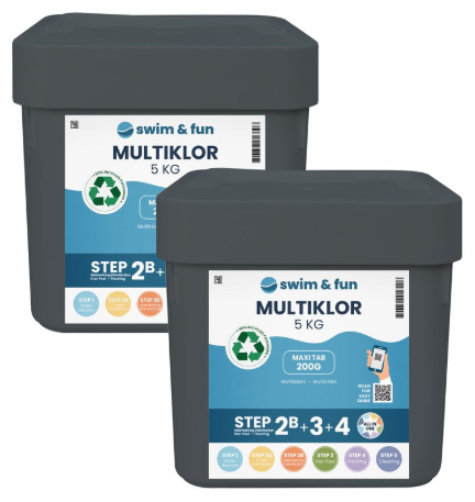 Swim & Fun MultiKlor Maxi Tab 200 g, 2 x 5 kg i gruppen HEM, HUSHÅLL & TRÄDGÅRD / Trädgårdsprodukter / Pool & Pooltillbehör / Poolkem hos TP E-commerce Nordic AB (38-94961)