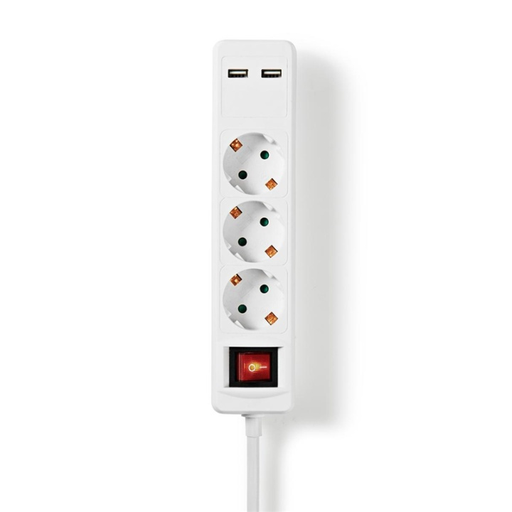 Nedis grenuttag | 3-vägs Schuko | 2x USB | 1.5 m | Strömbrytare | i gruppen HEM, HUSHÅLL & TRÄDGÅRD / El & Belysning / Grenuttag hos TP E-commerce Nordic AB (38-95090)