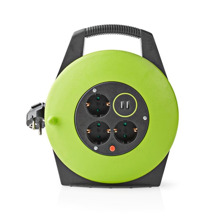 Nedis Kabel rulle | Jordad kontakt | 10.0 m | 3000 W | 16 A | Typ av jordning: Sidkontakt | 230 V AC 50/60 Hz | Uttagsvinkel: 90 ° | H05VV-F 3G1.5mm² | Säkring: Ja | Grön / Svart i gruppen HEM, HUSHÅLL & TRÄDGÅRD / El & Belysning / Förlängningskablar hos TP E-commerce Nordic AB (38-95094)