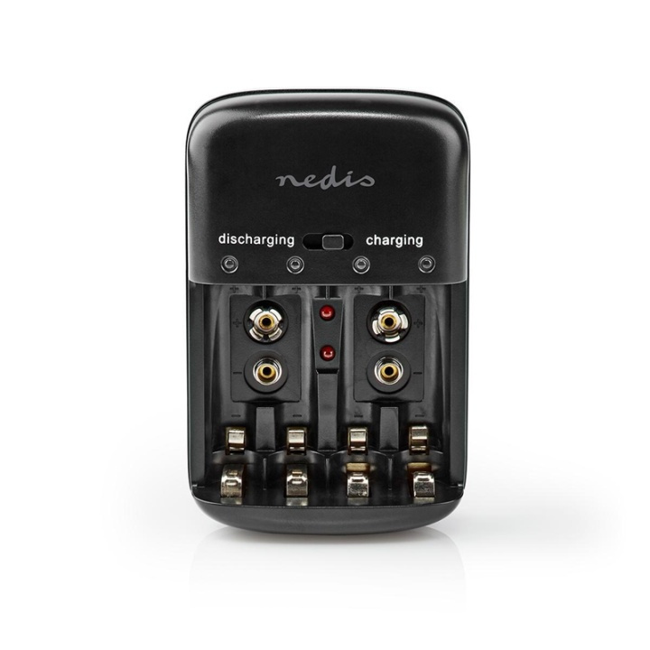 Nedis NiMH Batteriladdare AA / AAA | 1.2 / 9 V DC | 0.5 A A | Underhållsladdning | Euro / Typ C (CEE 7/16) | Batteritypsenergi: AA / AAA / E-Block | Svart i gruppen HEMELEKTRONIK / Batterier & Laddare / Batteriladdare hos TP E-commerce Nordic AB (38-95105)
