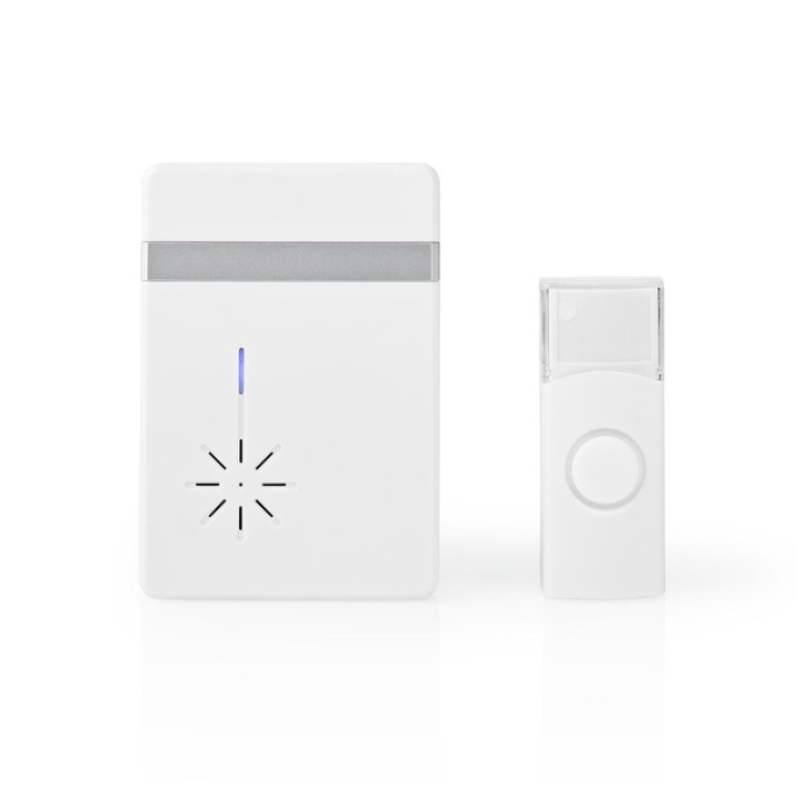 Nedis Trådlösa dörrklockan | Batteridriven | 3 V DC | 1x CR2032 | Volym: 80 dB | Signalområde: 300 m | IP44 | 36 Melodier | 1 Mottagare | Vit i gruppen HEM, HUSHÅLL & TRÄDGÅRD / Larm & Säkerhet / Dörrklockor hos TP E-commerce Nordic AB (38-95201)