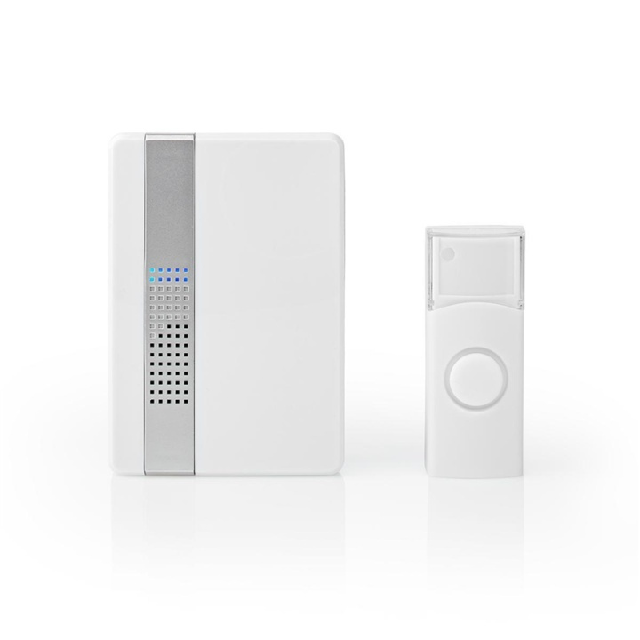 Nedis Trådlösa dörrklockan | Strömadapter | 220 - 240 V AC 50 Hz | 1x CR2032 | Volym: 80 dB | Signalområde: 300 m | IP44 | Justerbar volym | 36 Melodier | 1 Mottagare | Vit i gruppen HEM, HUSHÅLL & TRÄDGÅRD / Larm & Säkerhet / Dörrklockor hos TP E-commerce Nordic AB (38-95206)