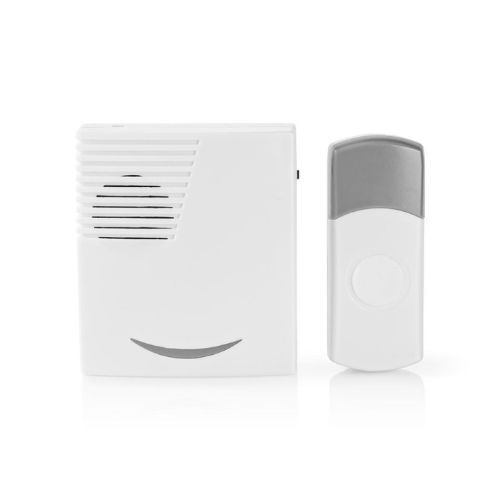 Nedis Trådlösa dörrklockan | Batteridriven | 3 V DC | 1x CR2032 | Volym: 80 dB | Signalområde: 300 m | IP44 | 36 Melodier | 1 Mottagare | Grå / Vit i gruppen HEM, HUSHÅLL & TRÄDGÅRD / Smarta hem / Smarta dörrklockor hos TP E-commerce Nordic AB (38-95211)