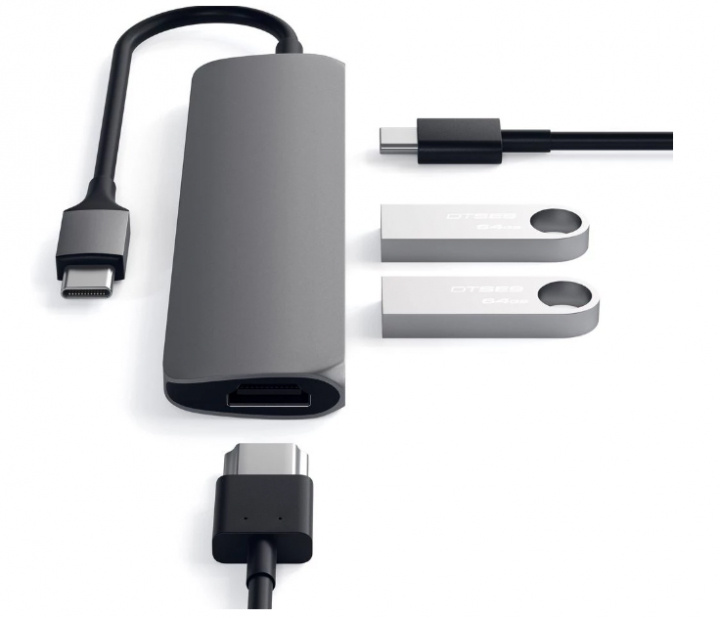 Satechi USB-C MultiPort adapter med 4K HDMI i gruppen DATORER & KRINGUTRUSTNING / Datortillbehör / USB-hubbar hos TP E-commerce Nordic AB (38-95920)