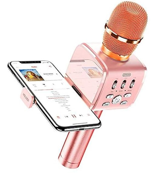 Joyroom JR-MC3 Trådlös Karaokemikrofon med telefonhållare - Rose Gold i gruppen HEMELEKTRONIK / Ljud & Bild / Handhållna mikrofoner hos TP E-commerce Nordic AB (38-95988)