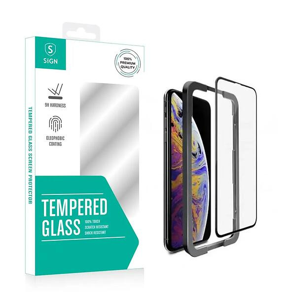 SiGN Heltäckande Skärmskydd i Härdat Glas för iPhone 13 Mini + Monteringsram
