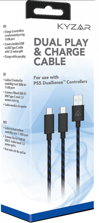 Kyzar Laddkabel för 2st DualSense-kontroller i gruppen HEMELEKTRONIK / Spelkonsoler & Tillbehör / Sony PlayStation 5 / Tillbehör hos TP E-commerce Nordic AB (38-96571)
