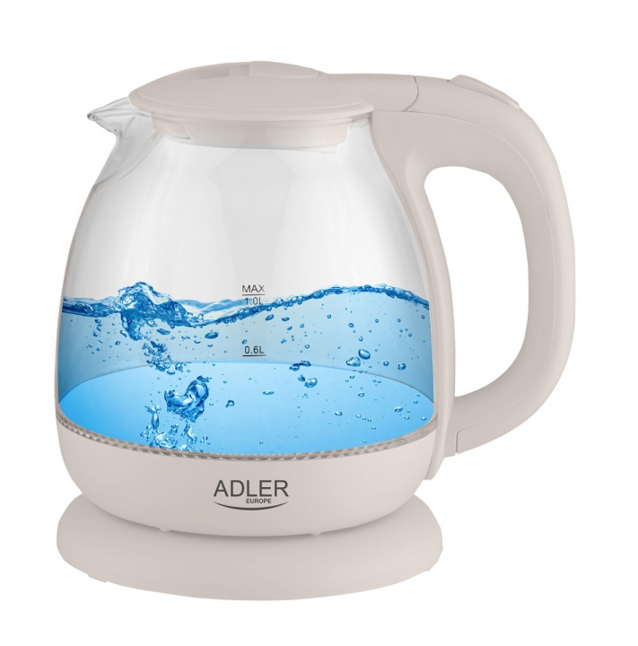 Adler Vattenkokare i glas, Vit i gruppen HEM, HUSHÅLL & TRÄDGÅRD / Hushållsmaskiner / Vatten & Juice / Vattenkokare hos TP E-commerce Nordic AB (38-96655)