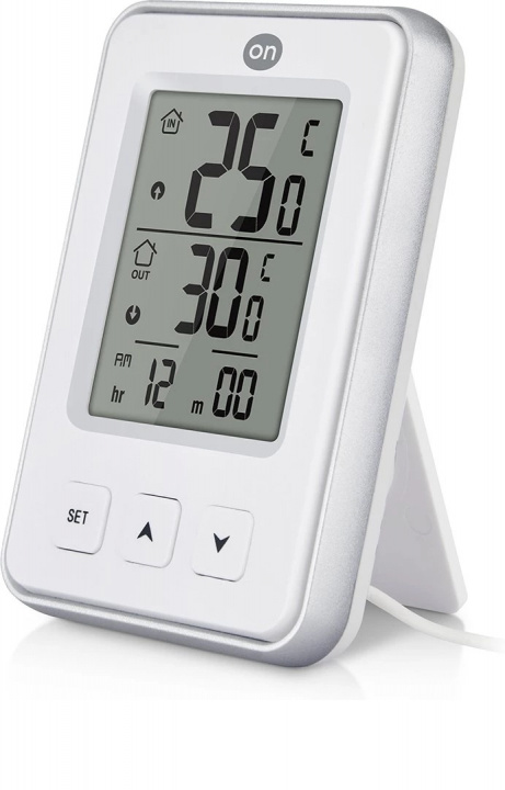 ON Inom- & utomhustermometer med klocka i gruppen HEM, HUSHÅLL & TRÄDGÅRD / Fläktar & Klimatprodukter / Termometrar & Väderstationer hos TP E-commerce Nordic AB (38-96929)