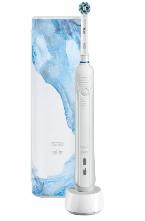 Oral-B Pro 750 Design Edition White + Travel Case i gruppen SKÖNHET & HÄLSA / Munvård / Eltandborstar hos TP E-commerce Nordic AB (38-96997)