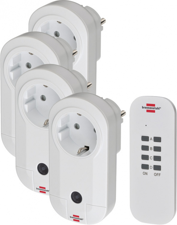 Brennenstuhl Fjärrströmbrytare med uttag & kontroll, 4-Pack i gruppen HEM, HUSHÅLL & TRÄDGÅRD / El & Belysning / Grenuttag hos TP E-commerce Nordic AB (38-97312)