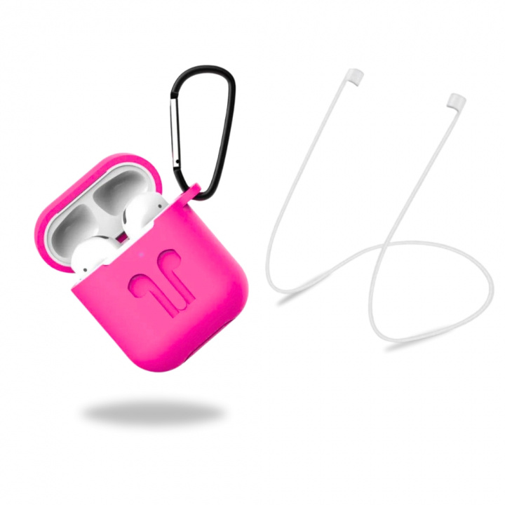 Skyddsfodral i silikon med hörlursband och hänge till Apple Airpods, Rosa i gruppen HEMELEKTRONIK / Ljud & Bild / Hörlurar & Tillbehör / Tillbehör hos TP E-commerce Nordic AB (38-97523)