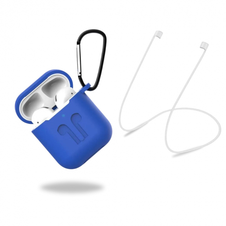 Skyddsfodral i silikon med hörlursband och hänge till Apple Airpods, Blå i gruppen HEMELEKTRONIK / Ljud & Bild / Hörlurar & Tillbehör / Tillbehör hos TP E-commerce Nordic AB (38-97524)