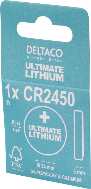 DELTACO Ultimate Lithium-batteri, 3V, CR2450 knappcell, 1-pack i gruppen HEMELEKTRONIK / Batterier & Laddare / Batterier / Knappcell hos TP E-commerce Nordic AB (38-97660)