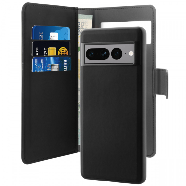 Puro Google Pixel 7 Pro wallet, detachable, black i gruppen SMARTPHONE & SURFPLATTOR / Mobilskydd / Google hos TP E-commerce Nordic AB (38-97674)