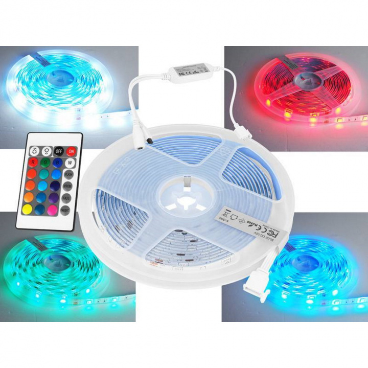 LED-Slinga 5M med Fjärrkontroll, RGB+W i gruppen HEMELEKTRONIK / Belysning / LED-slingor hos TP E-commerce Nordic AB (38-98118)